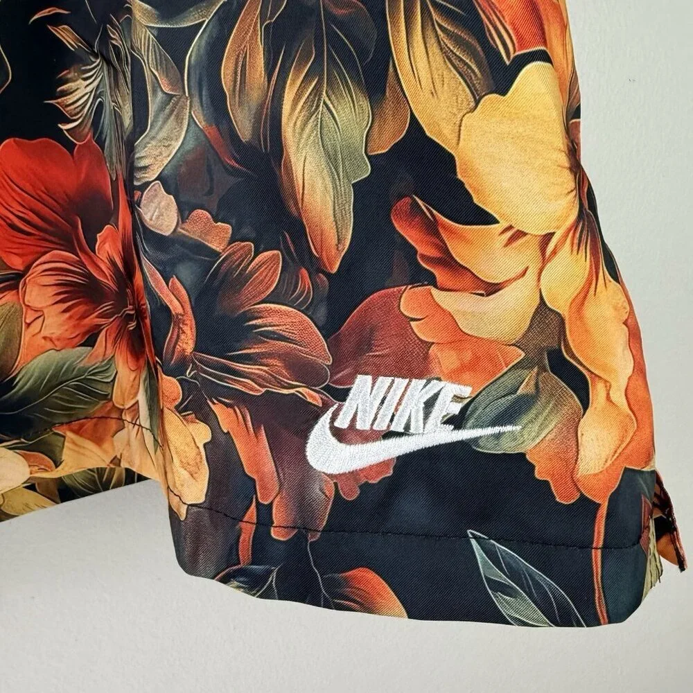 Nike Floral Swim Trunks XXL Standard Fit Above Knee Shorts NWT Black